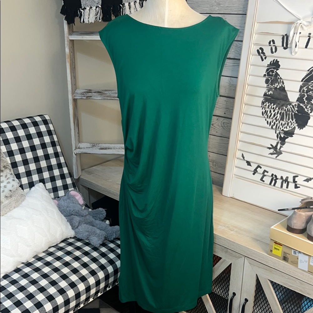 Ann Taylor Green Sleeveless Sheath Midi Dress